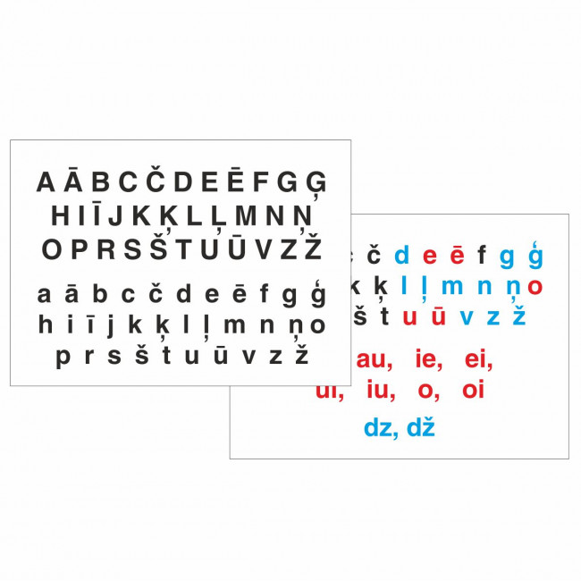 Drukāto latviešu alfabēta burtu plakāti 70 cm x 50 cm